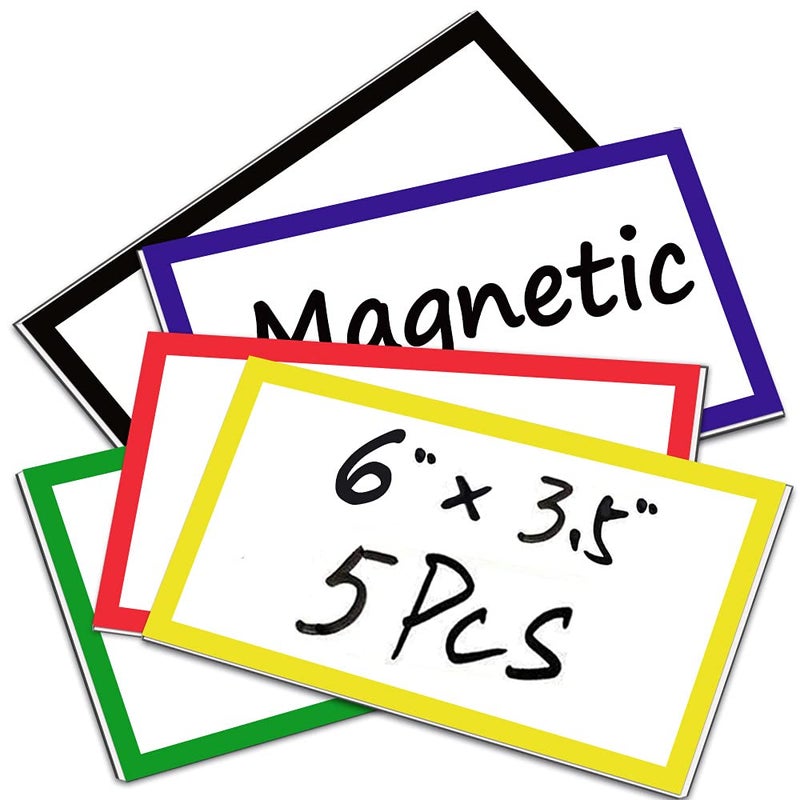 ZHIDIAN Magnetic Dry Erase Labels Ultra-Large 6x3.5Inch, 5Pcs Thick Dry Erase Magnets Rewritable Magnetic Labels Blank, Big Reusable Cards Sticky Signs Labels for Whiteboards Locker Classroom - Image 1